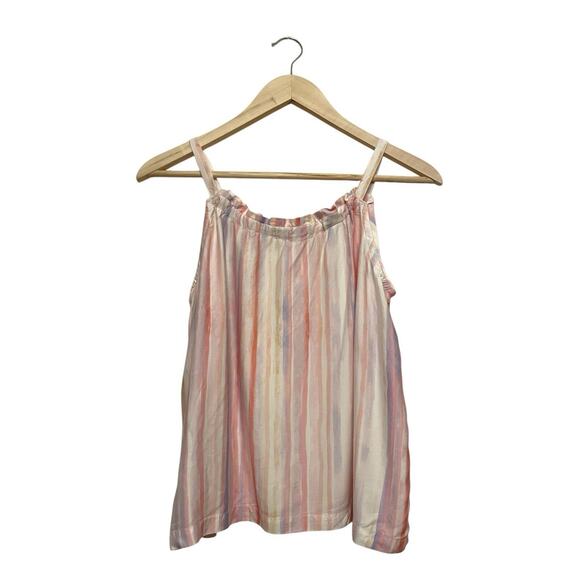 Bella Dahl Striped Satin Tank Top Blouse Girls Size 14 Ruffle‎ Pink Purple Flowy - Picture 2 of 5